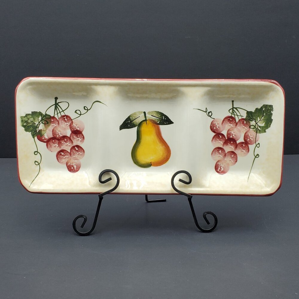 Pier 1 Divided Serving Dish Pier One Grapes Pear 3 Part Relish Tray